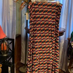LuLaRoe Maxi Skirt Xl Black Pink Purple